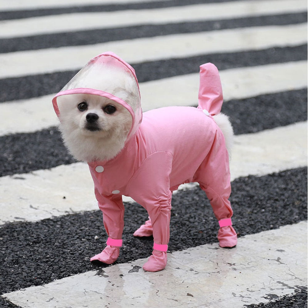 Waterproof Small Dog Raincoat | Full Body Coverage with Hood & Boots for Wet Weather Protection