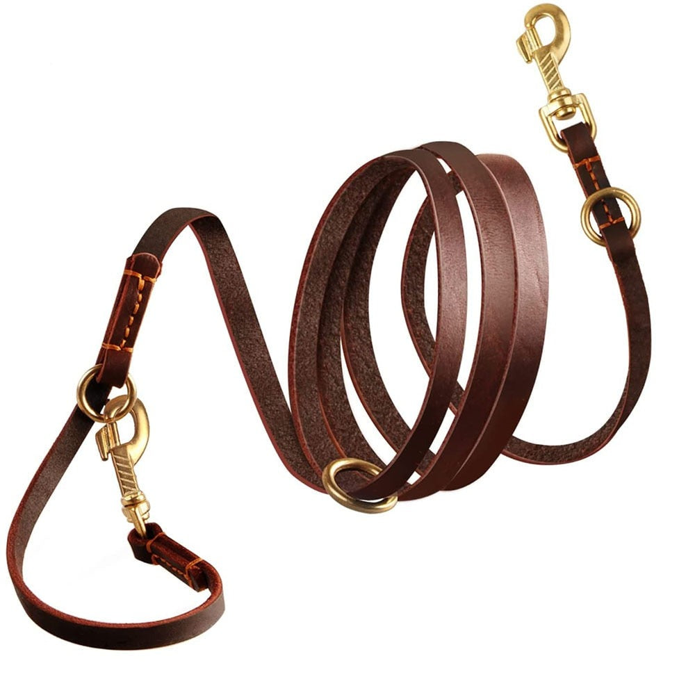 Multi-Functional Leather Dog Leash | Adjustable Hands-Free & Crossbody Pet Leash for Walking & Training