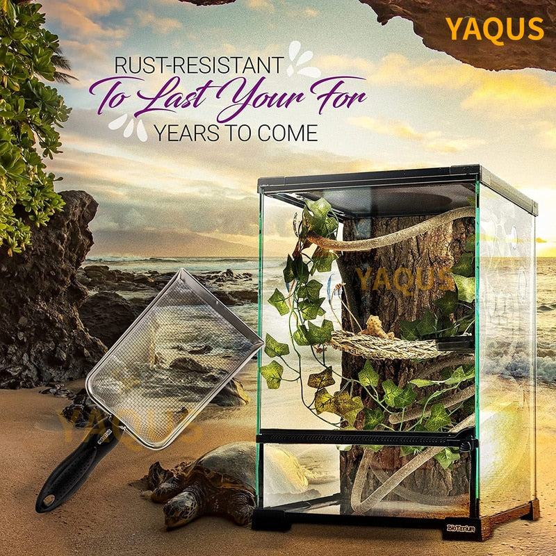 Stainless Steel Reptile Sand Sifter Scoop | Durable Fecal and Litter Shovel for Terrariums