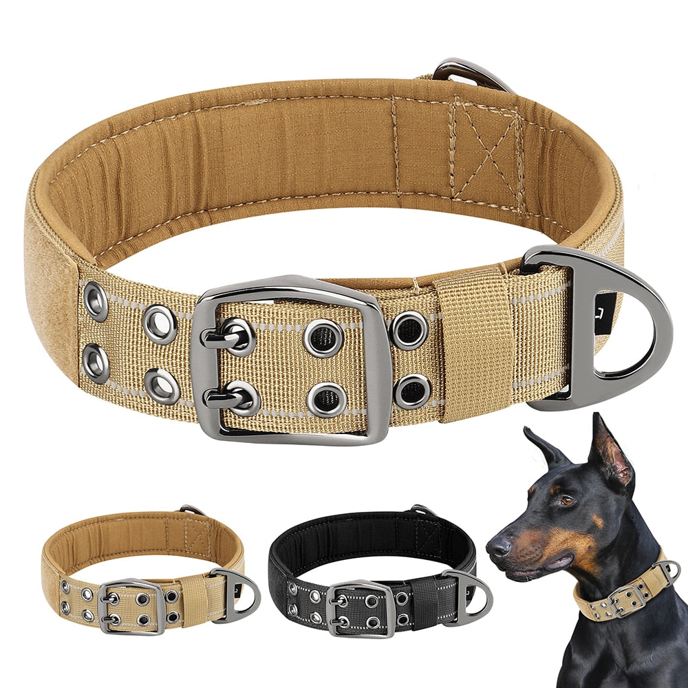 Tactical Military Dog Collar Adjustable Nylon | Durable For Medium and Large Dogs | Reflective Design for Training & Hunting