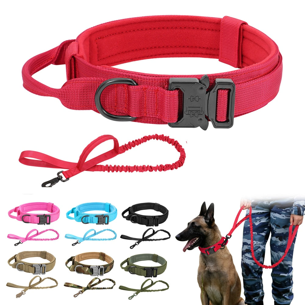 Military Tactical Dog Collar & Leash Set | Adjustable Durable Big Dog Collars & Leashes for Walking & Training Accessories