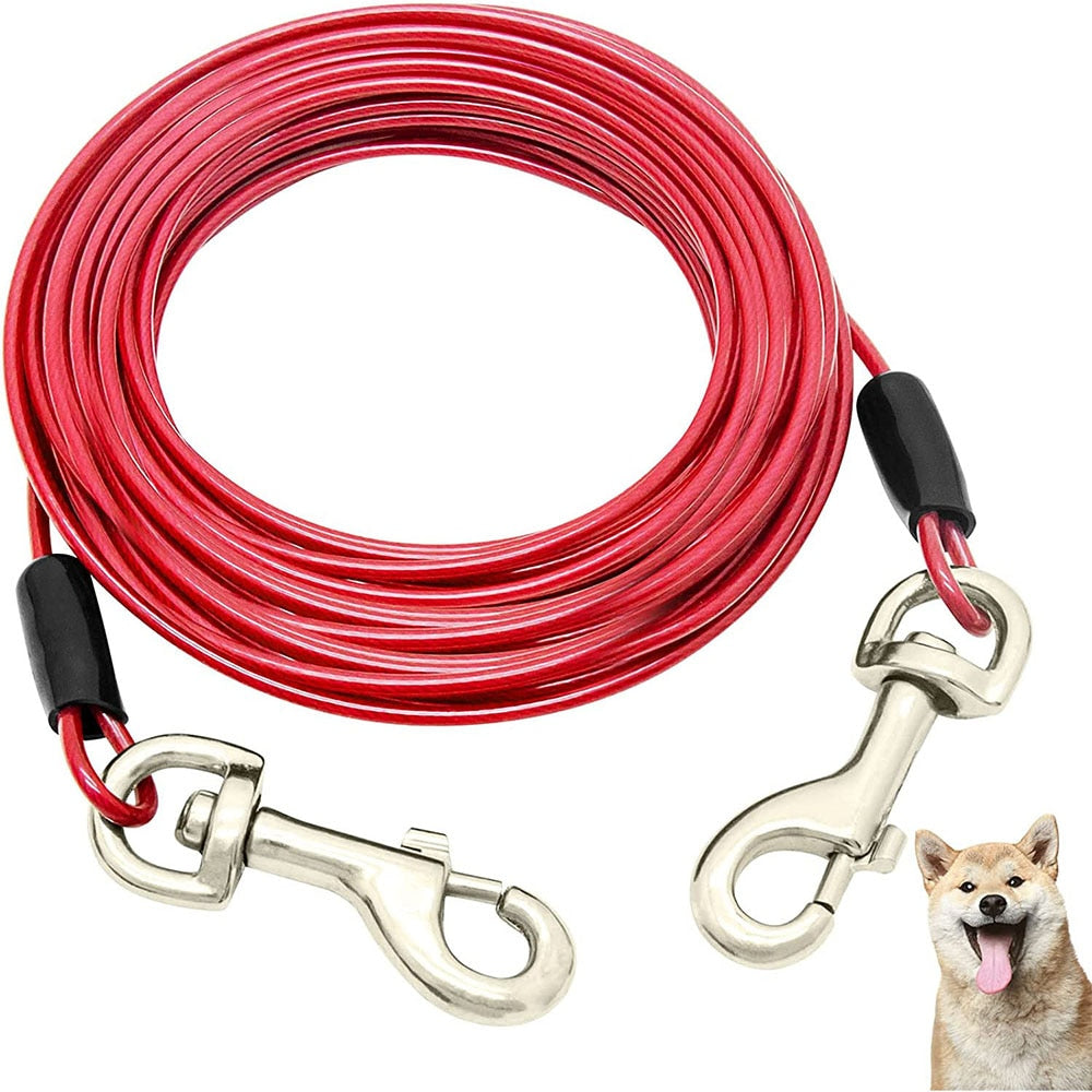 Heavy Duty Dog Tie-Out Cable | Steel Cable Leash for Dogs Up to 135 Pounds with Strong Carabiner Clip