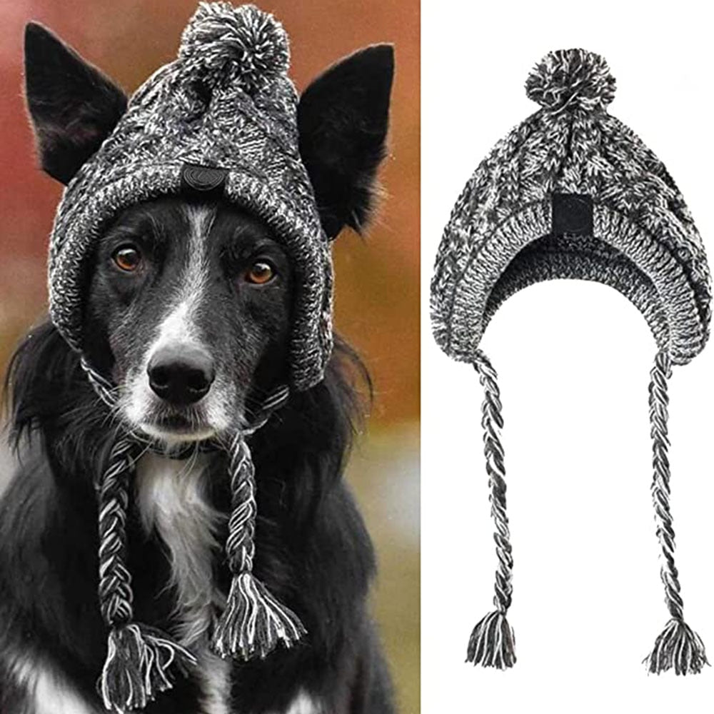Winter Warm Pet Dog Knitted Hat | Windproof Knitted Cap with Ear Holes for Small and Medium Dogs