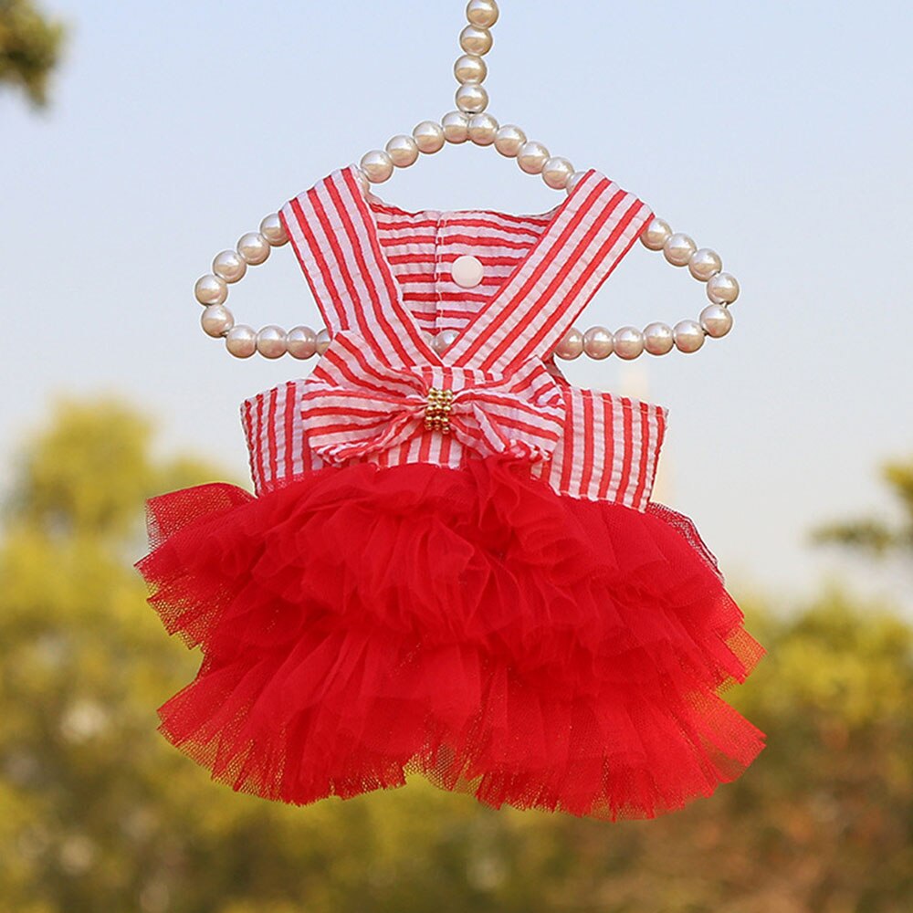 Cute Summer Striped Dog Dress | Princess Tulle Skirt for Small Dogs & Cats