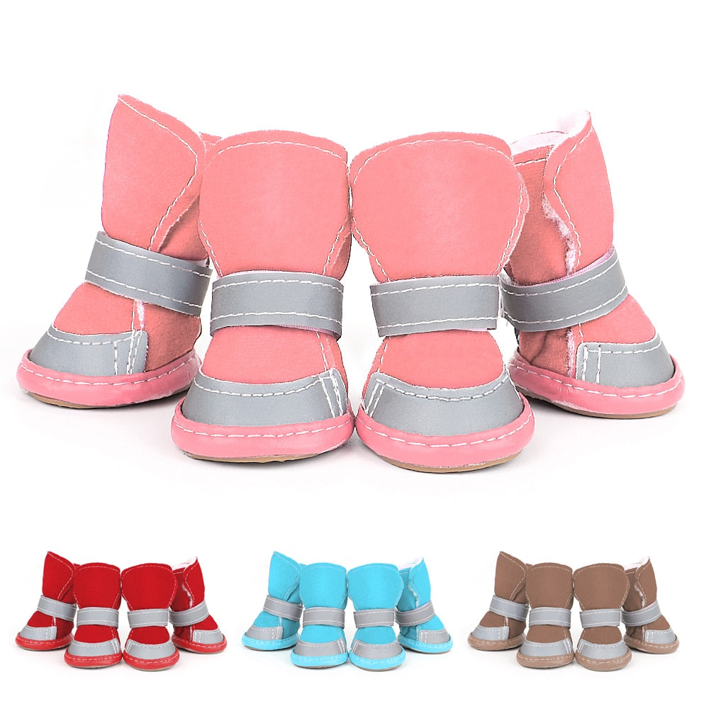 Reflective Anti-Slip Dog Boots | Warm Snow Shoes for Small & Medium Dogs, 4-Pack