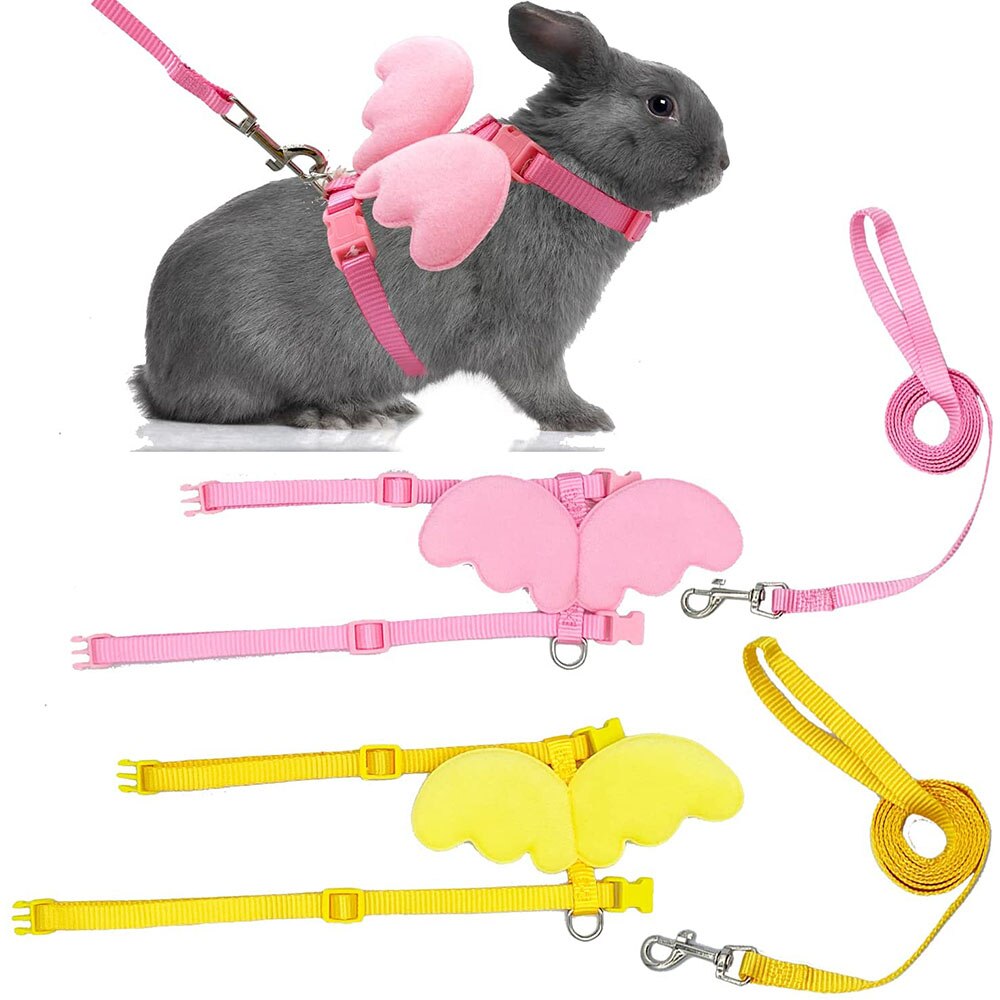 Cute Rabbit Angel Wing Harness & Leash Set | Soft Adjustable Bunny Pet Supplies for Small Animals