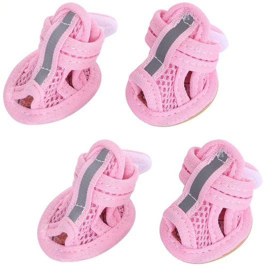 Breathable Summer Dog Shoes | Small Size Sandals with Reflective Anti-Slip Soles for Safety