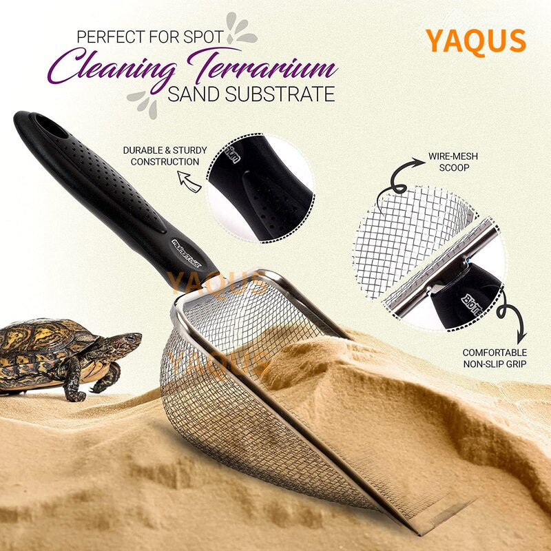 Stainless Steel Reptile Sand Sifter Scoop | Durable Fecal and Litter Shovel for Terrariums