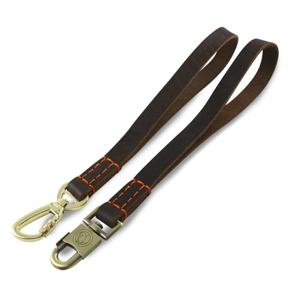 Heavy Duty Leather Dog Short Leash | Durable Traffic Lead for Training and Control