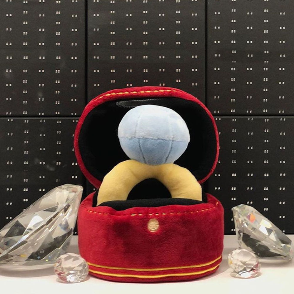 Creative Ring Box Plush Toy | Interactive Pet Chew Toy with Sound for Puppies and Small Dogs
