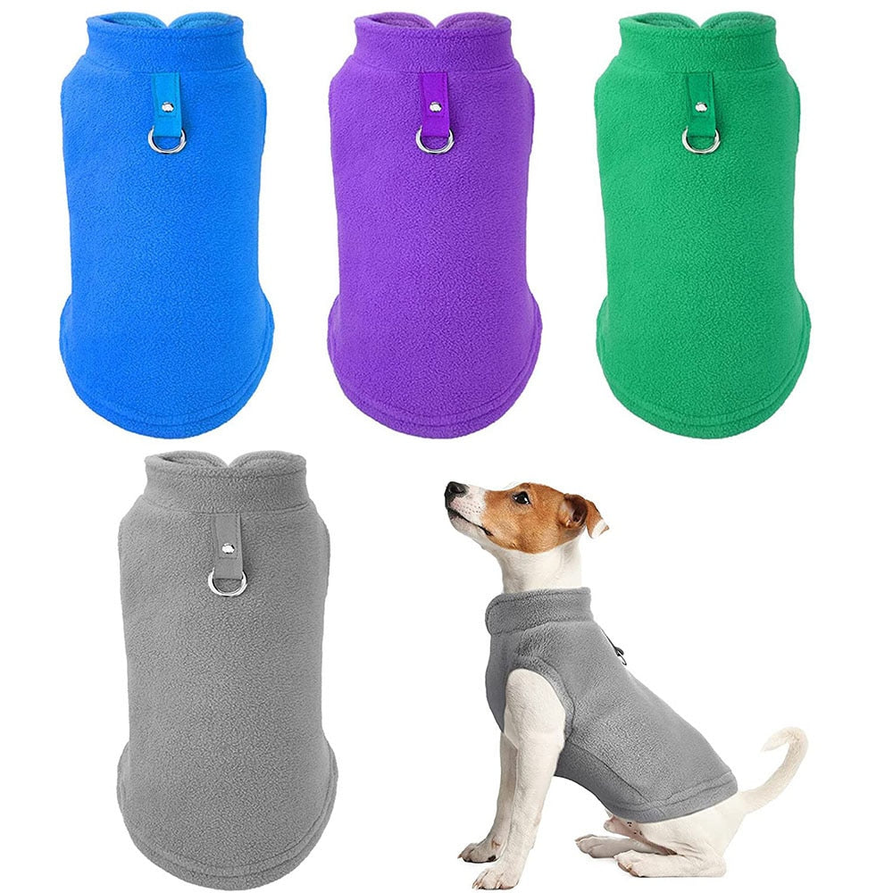 Winter Dog Fleece Vest Jacket | Cold Weather Pullover Dog Sweater with Leash Ring for Small Dogs and Cats