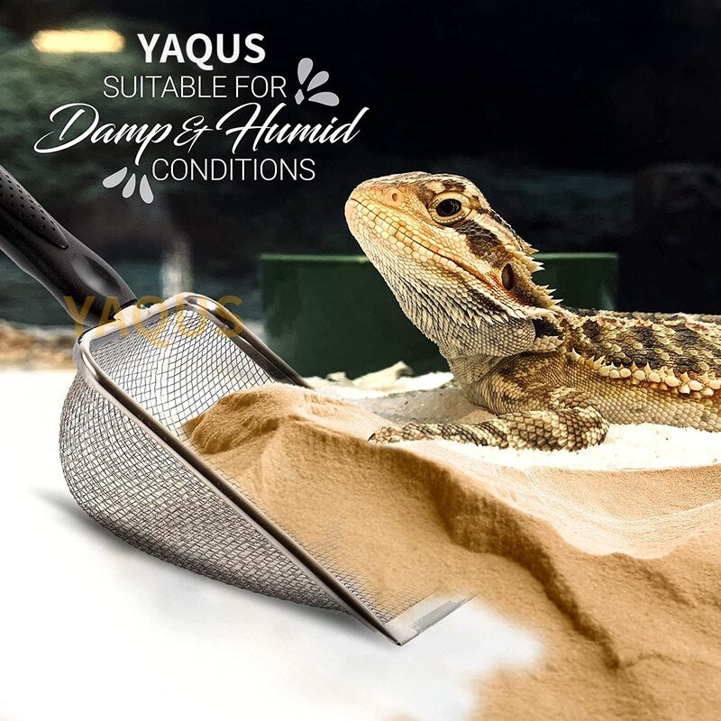 Stainless Steel Reptile Sand Sifter Scoop | Durable Fecal and Litter Shovel for Terrariums
