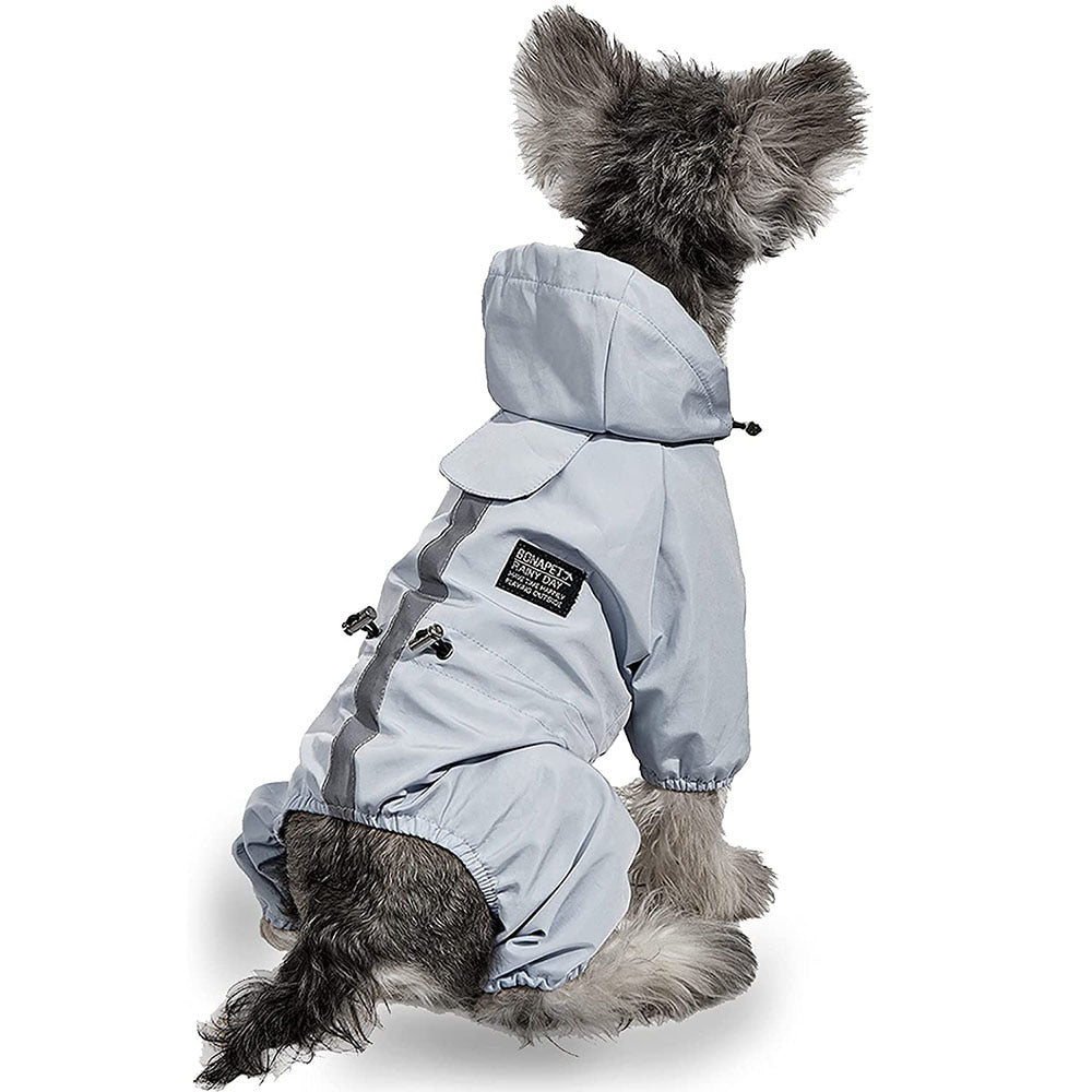 Reflective & Adjustable Dog Raincoat | Waterproof Windproof Hooded Cloak for Pets with Quick Dry Fabric and 4-Leg Coverage