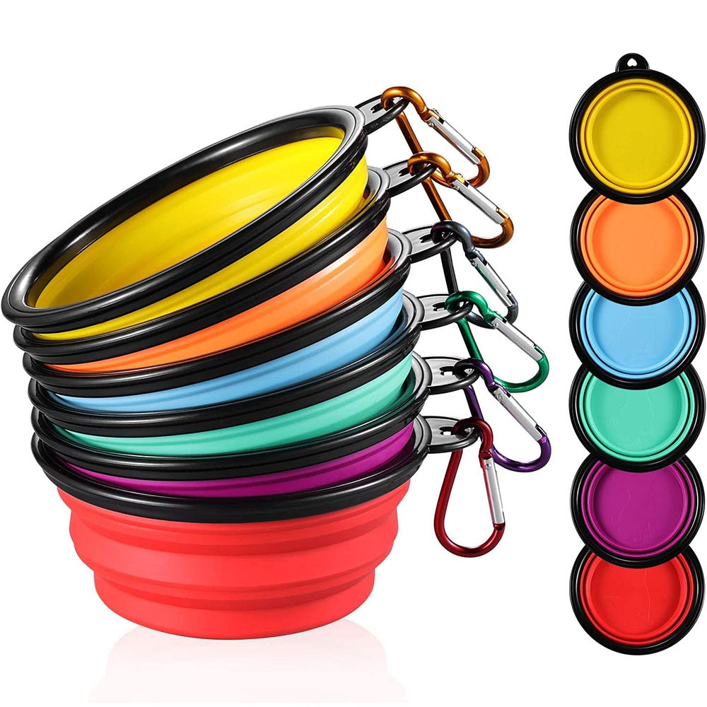 Collapsible Silicone Dog Bowls | Portable Travel Feeding Dish, 350/1000ml for Dogs & Cats