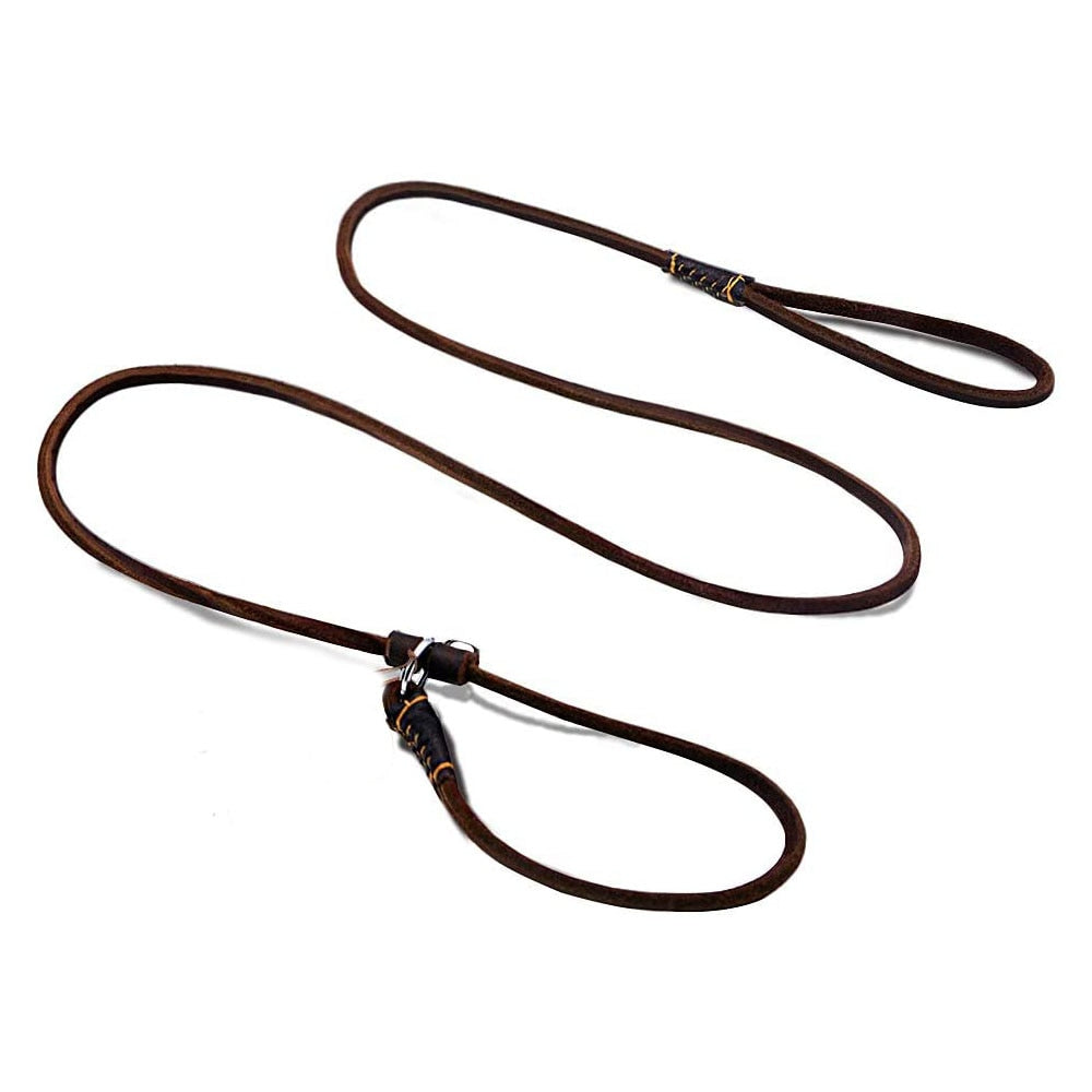 Handmade Genuine Leather Dog Slip Lead Leash | Soft, Thin, Durable for Training & Walking Small to Medium Dogs
