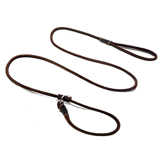 Handmade Genuine Leather Dog Slip Lead Leash | Soft, Thin, Durable for Training & Walking Small to Medium Dogs