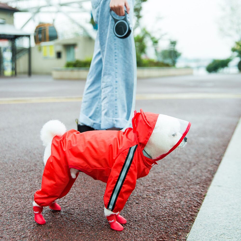 Reflective Hooded Dog Raincoat | Full-Body Waterproof Protection for Small Dogs