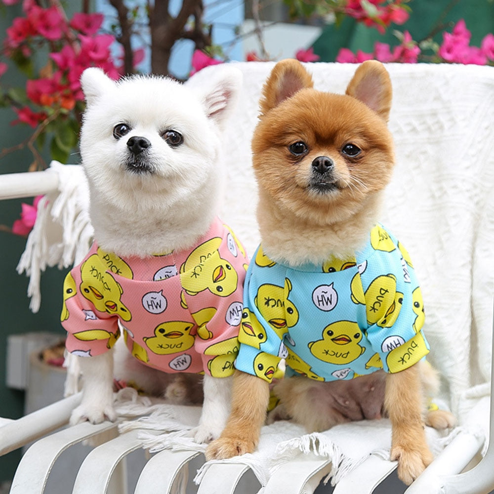 Cute Duck Printed Pet Jumpsuit | Comfortable Pajamas Bodysuit for Small Dogs and Cats