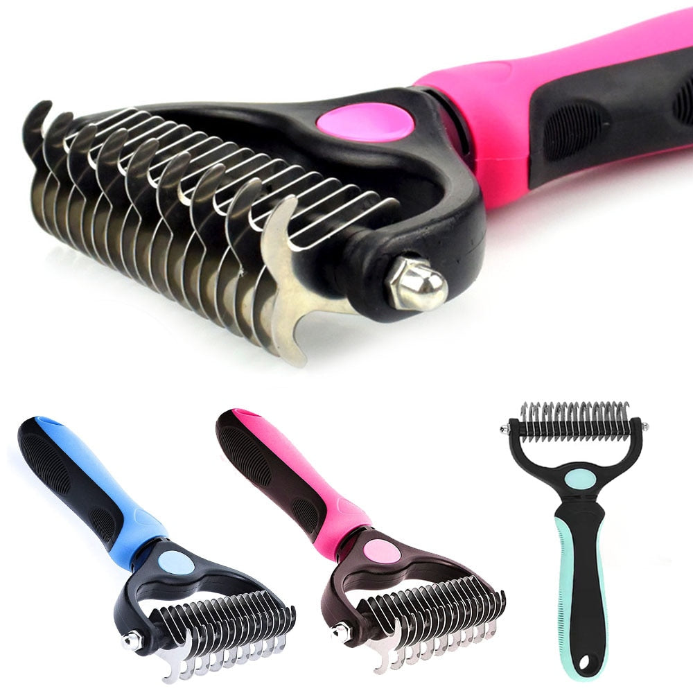 Dog & Cat Grooming Brush | Hair Remover Comb for Long, Short & Curly Hair with Anti-Slip Handle