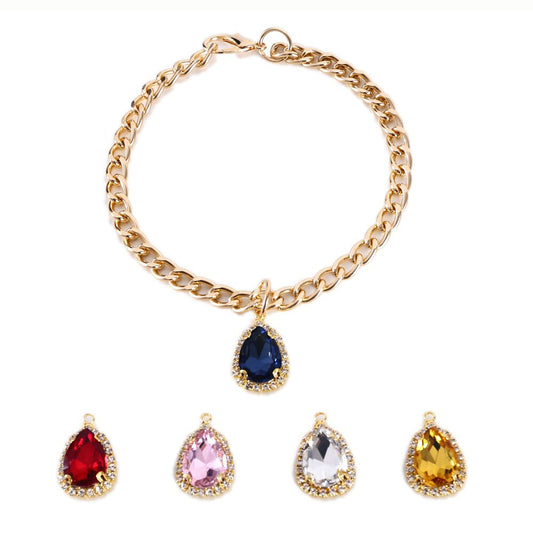 Elegant Crystal Pet Necklace | Birthday Party Necklace for Cats and Small Dogs with Multiple Colour Crystal Pendants