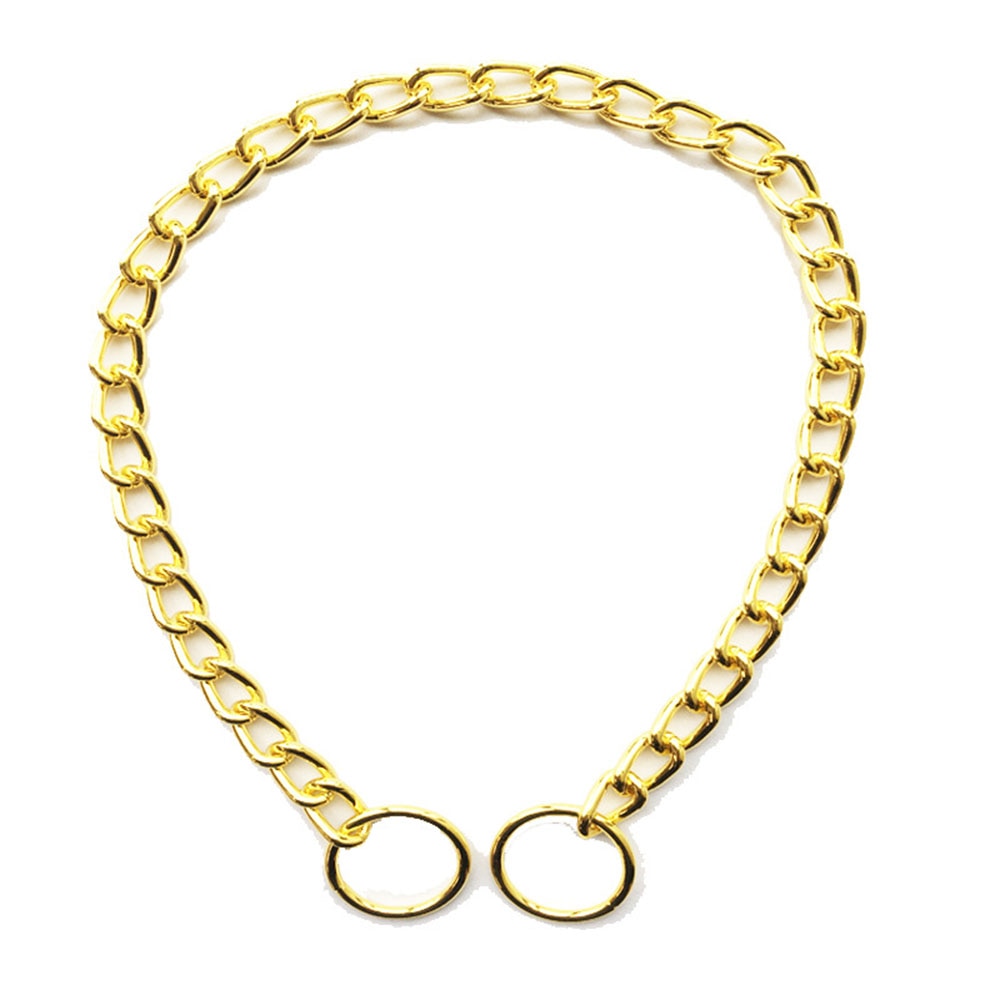 Heavy-Duty Metal Chain Dog Collar | Durable Gold & Silver Cuban Link Slip Choke Collar for All Dog Sizes