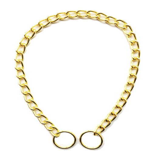 Heavy-Duty Metal Chain Dog Collar | Durable Gold & Silver Cuban Link Slip Choke Collar for All Dog Sizes