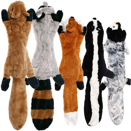 Stuffingless Animal Plush Dog Chew Toy | Durable Squeaky & Crinkle Pet Toy for Fun and Engagement
