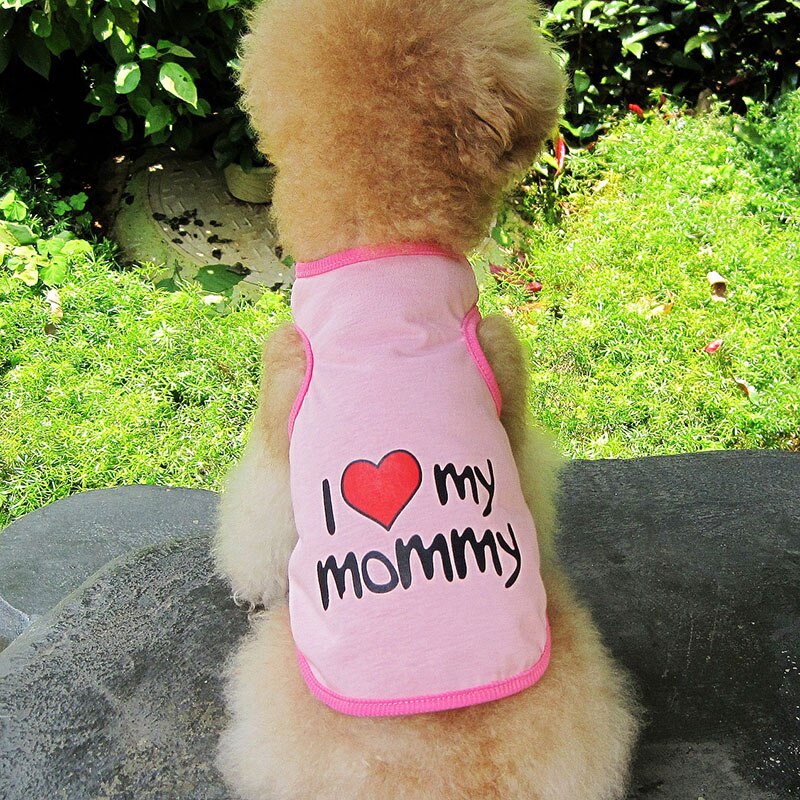 Soft Cotton Dog T-shirt | Classic "I Love My Daddy/Mommy" Print for Small Dogs & Cats | Comfortable Puppy Vest
