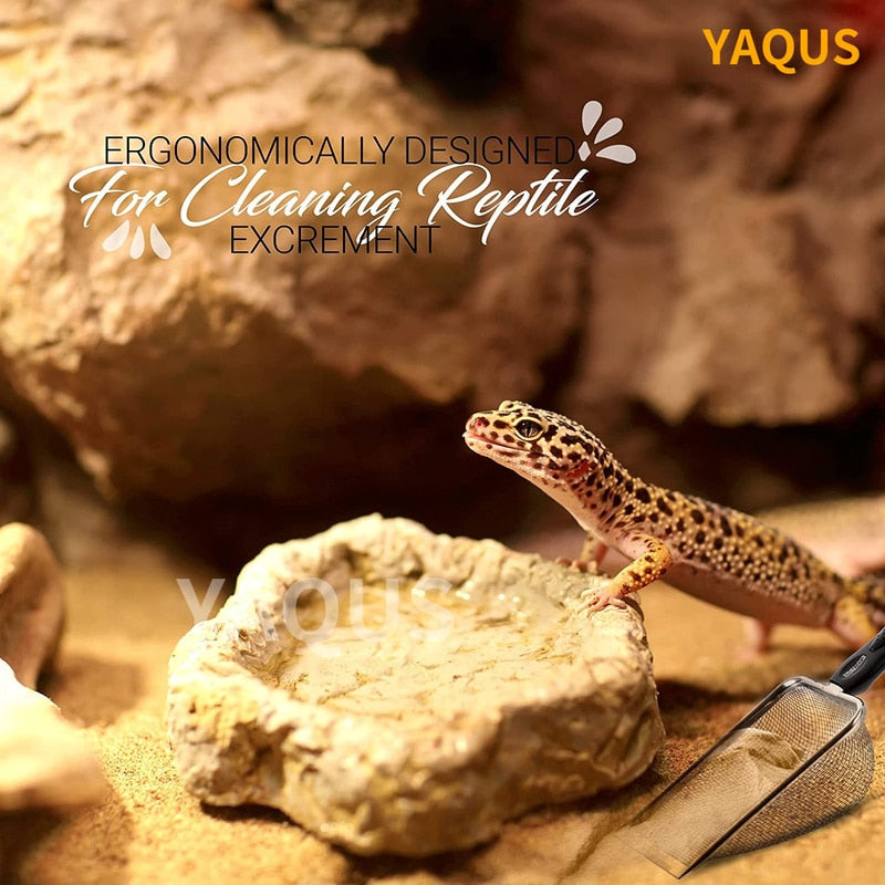 Stainless Steel Reptile Sand Sifter Scoop | Durable Fecal and Litter Shovel for Terrariums