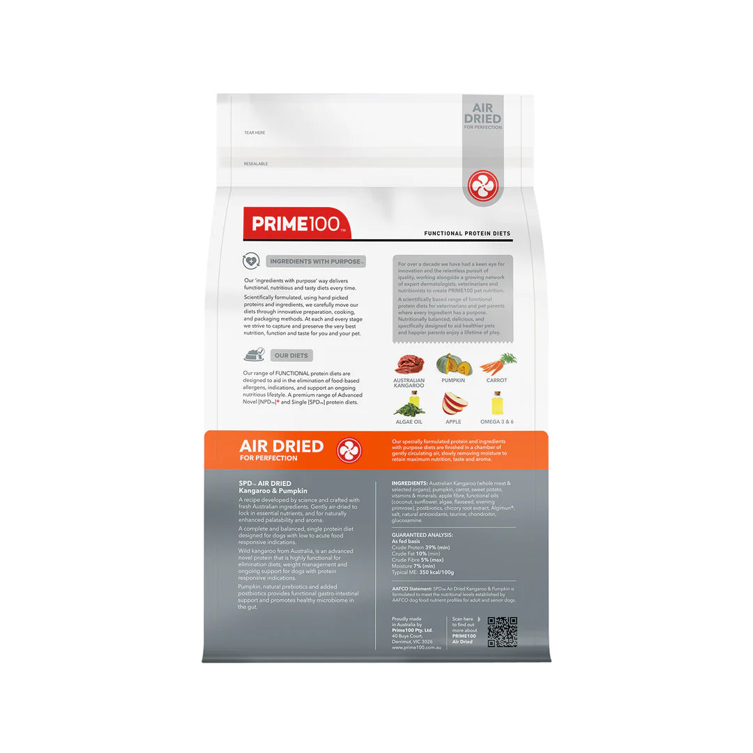 Prime100 SPD Air Dried Kangaroo & Pumpkin Food