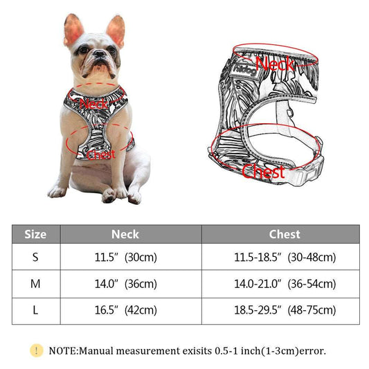 Breathable Reflective Printed Harness | For Small Medium Dogs Cats | Walking Vest for Puppies and Dogs