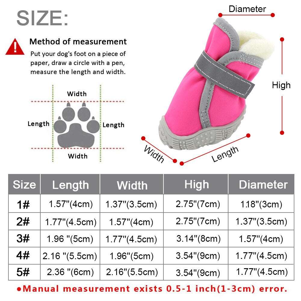 4-Pieces Waterproof Winter Dog Shoes | Thick, Warm, Anti-slip Boots for Small Cats, Puppies, and Dogs