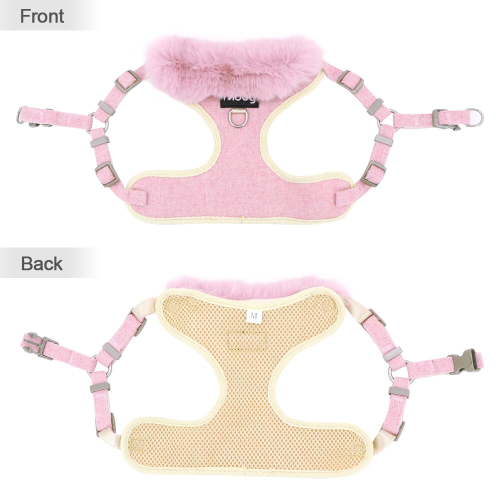 Comfortable Fluffy Harness Set | Adjustable Harness with Leash & Poop Bag Holder