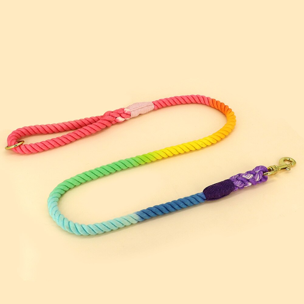 Rainbow Nylon Leash for Dogs and Cats | Walking, Running and Training Leash Strap with Traction Rope
