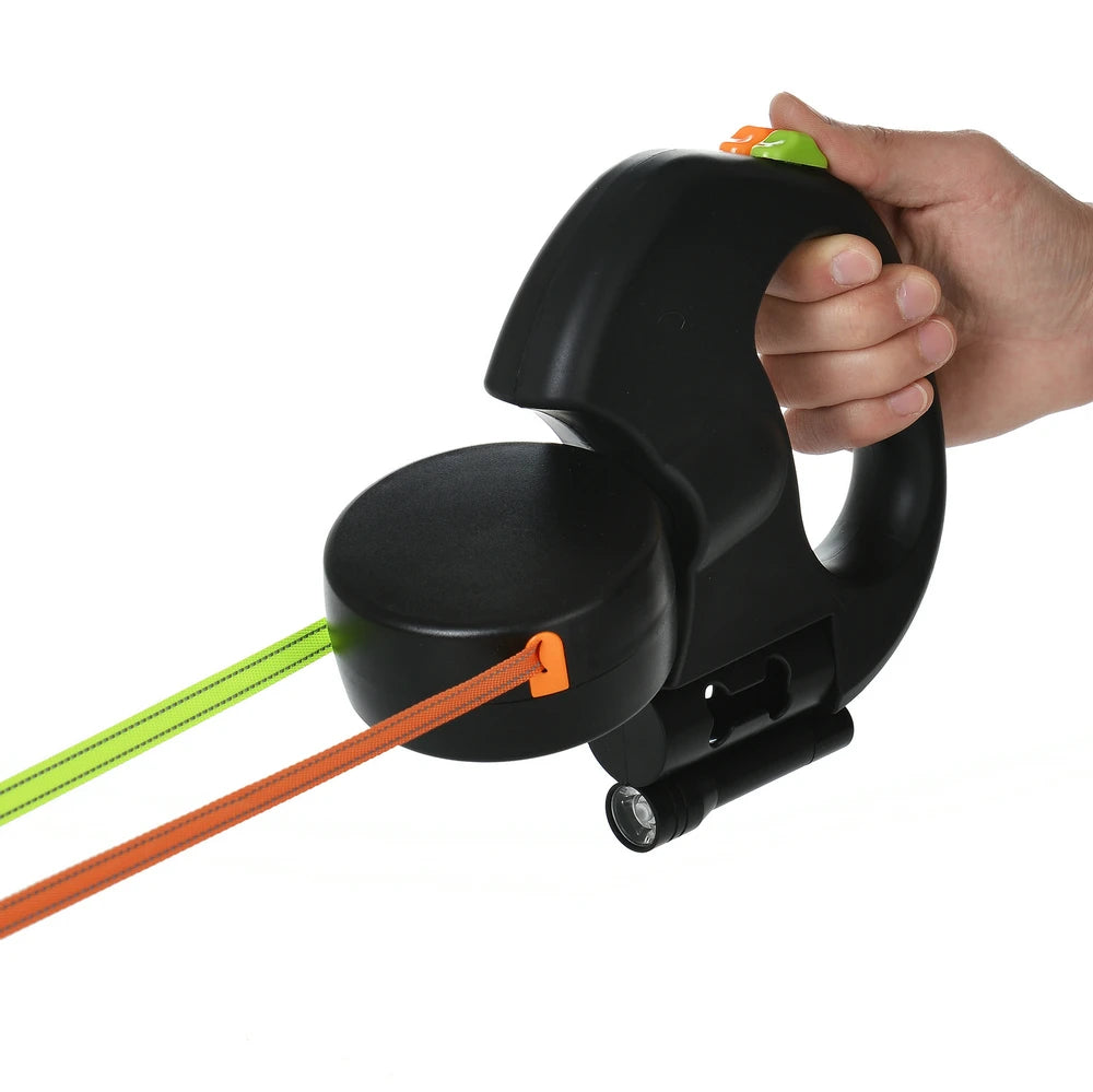 3m Retractable Dual Dog Leash with Lights