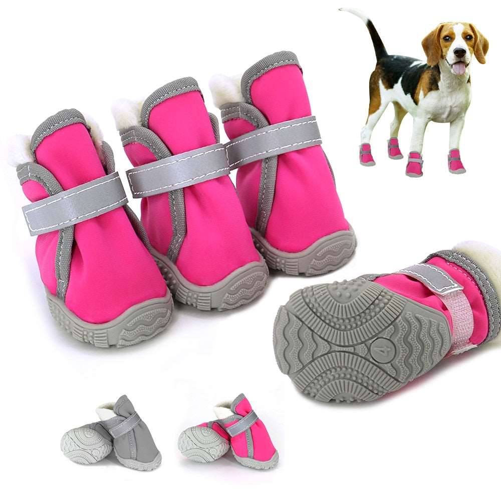 4-Pieces Waterproof Winter Dog Shoes | Thick, Warm, Anti-slip Boots for Small Cats, Puppies, and Dogs