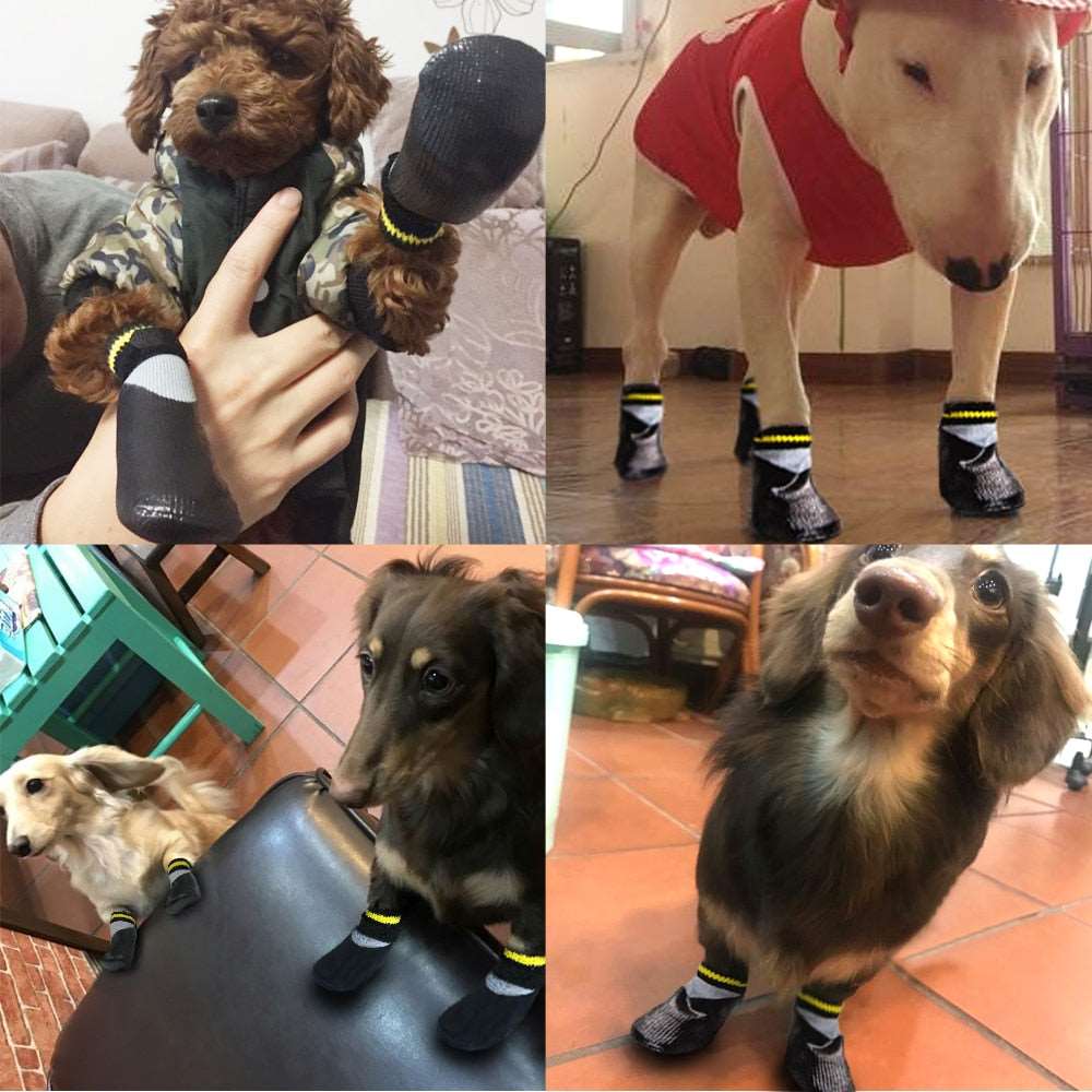 4-Piece Outdoor Waterproof Nonslip Dog Cat Socks with Rubber Sole | Pet Paw Protector for Small to Large Dogs