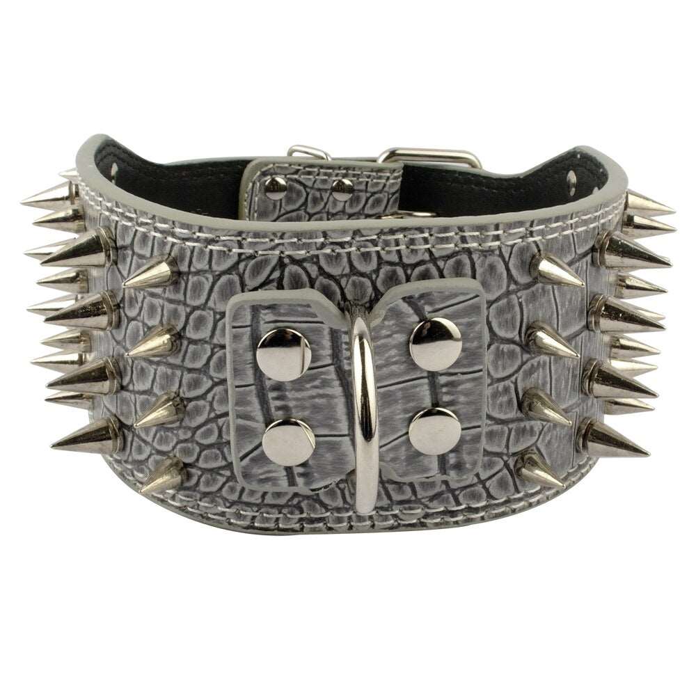 3-Inch Wide Spiked Studded Leather Dog Collars for Medium to Large Dogs | Sharp & Durable Design
