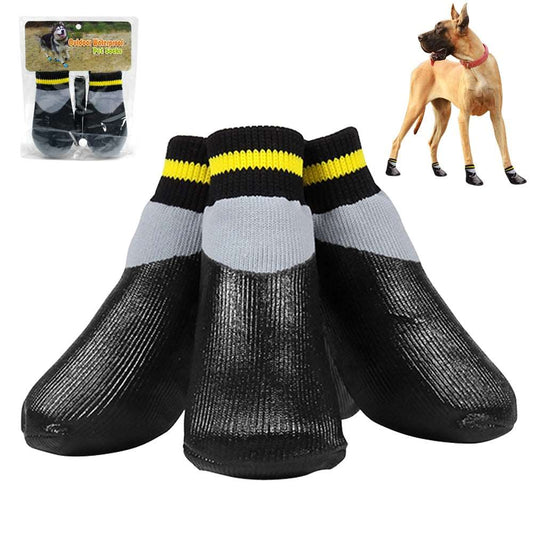 4-Piece Outdoor Waterproof Nonslip Dog Cat Socks with Rubber Sole | Pet Paw Protector for Small to Large Dogs