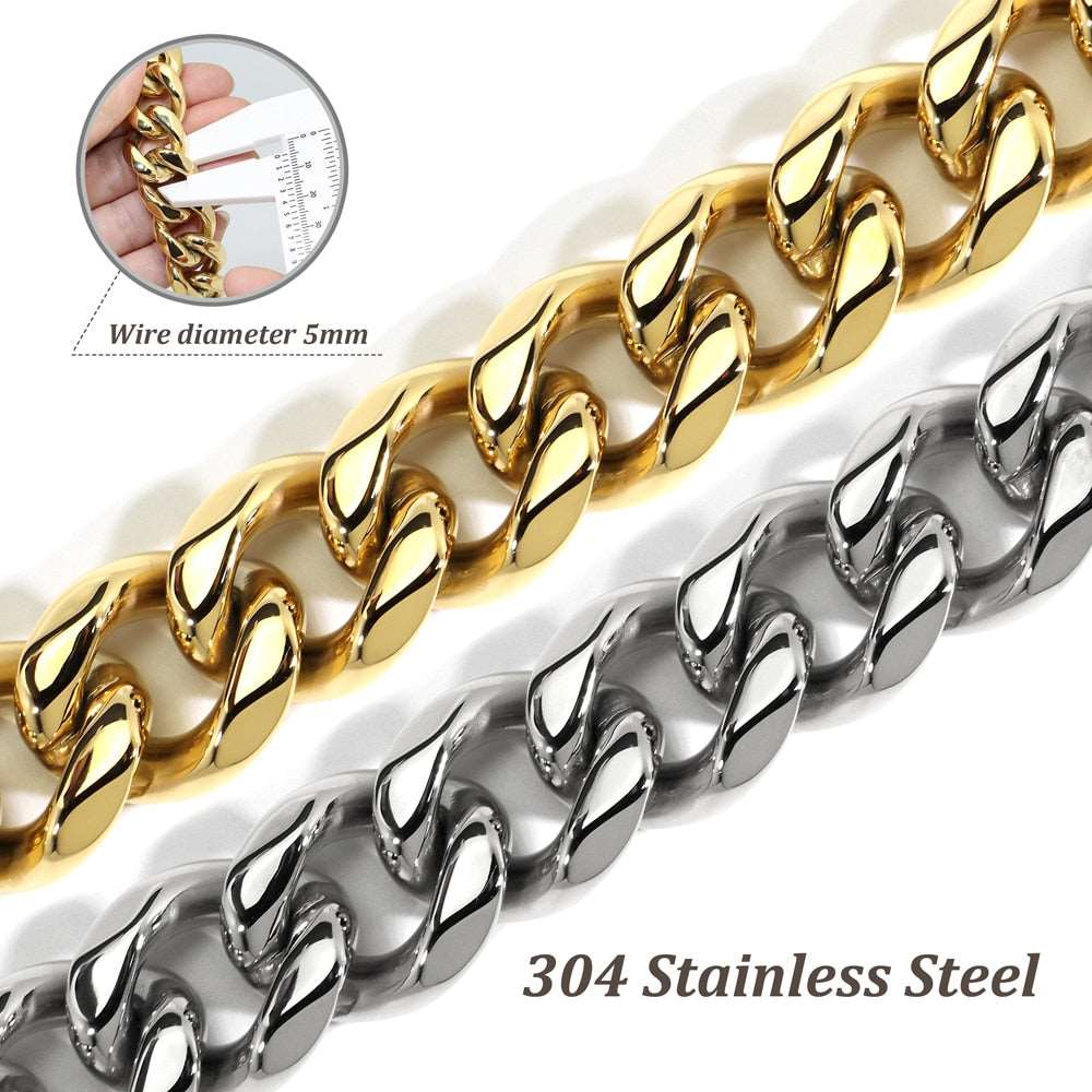 19mm Stainless Steel Dog Chain Collars | Pet Training & Show Collar for Medium and Large Dogs