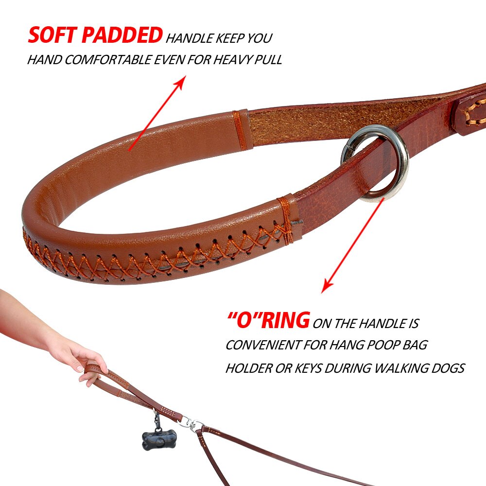Double Leather Dog Leash | 360 Swivel, No Tangle Walking & Training Leash for Two Dogs
