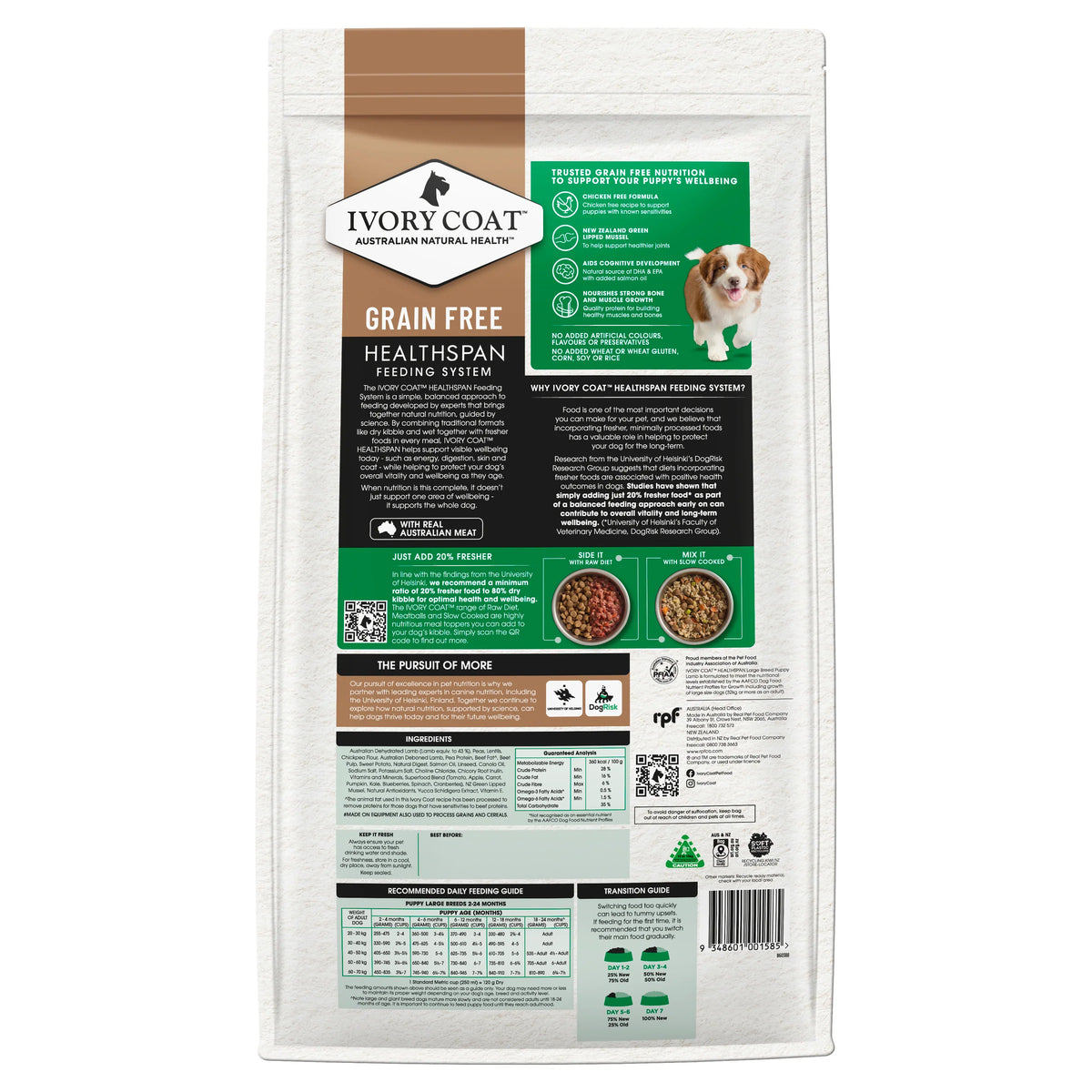 Ivory Coat Puppy Grain Free Large Breed Lamb Food