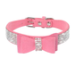 Sparkling Bowknot Rhinestone Dog Collar | Adjustable Suede Leather Collar for Small & Medium Pets, Puppy & Kitten Bling Accessory