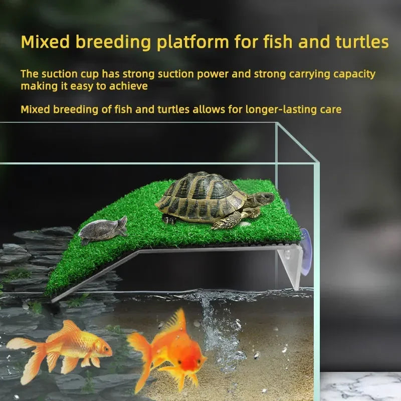 Fish Tank Lawn Turtle Climbing Platform | Sunbathing Platform for Reptiles with Strong Suction Cups