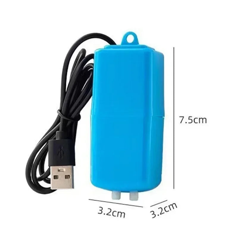 USB Mini Oxygen Pump for Aquatic Life | Portable Fish Tank Aerator with Dual Outlets