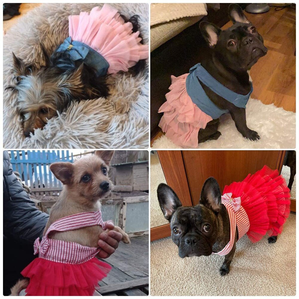 Summer Dog Dress with Veil | Cute Puppy Princess Costume | Pet Cat & Dog Apparel