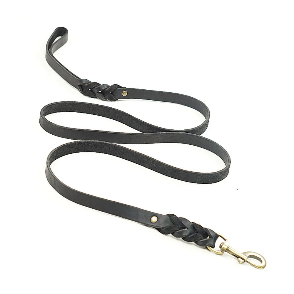 Soft Real Leather Dog Leash | Braided Design