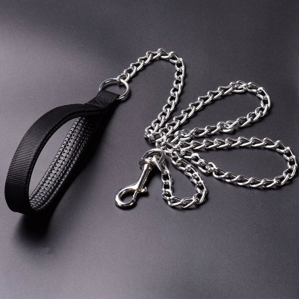 Heavy Duty Metal Chain Dog Leash with Padded Handle