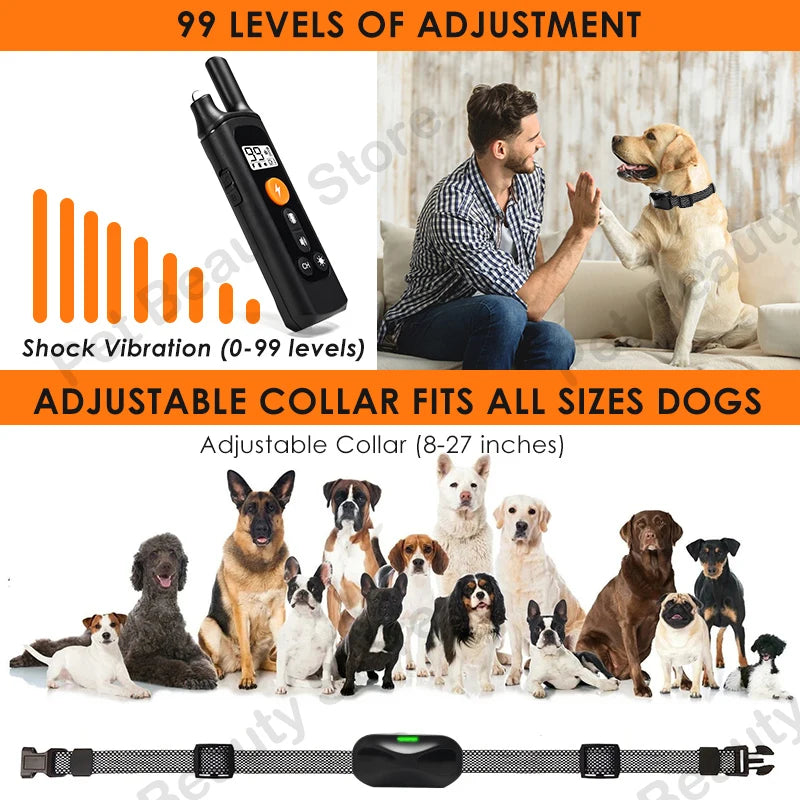 2600FT Electric Dog Training Collar | Waterproof Remote Bark Control with Adjustable Vibration & Shock Modes for All Dog Sizes