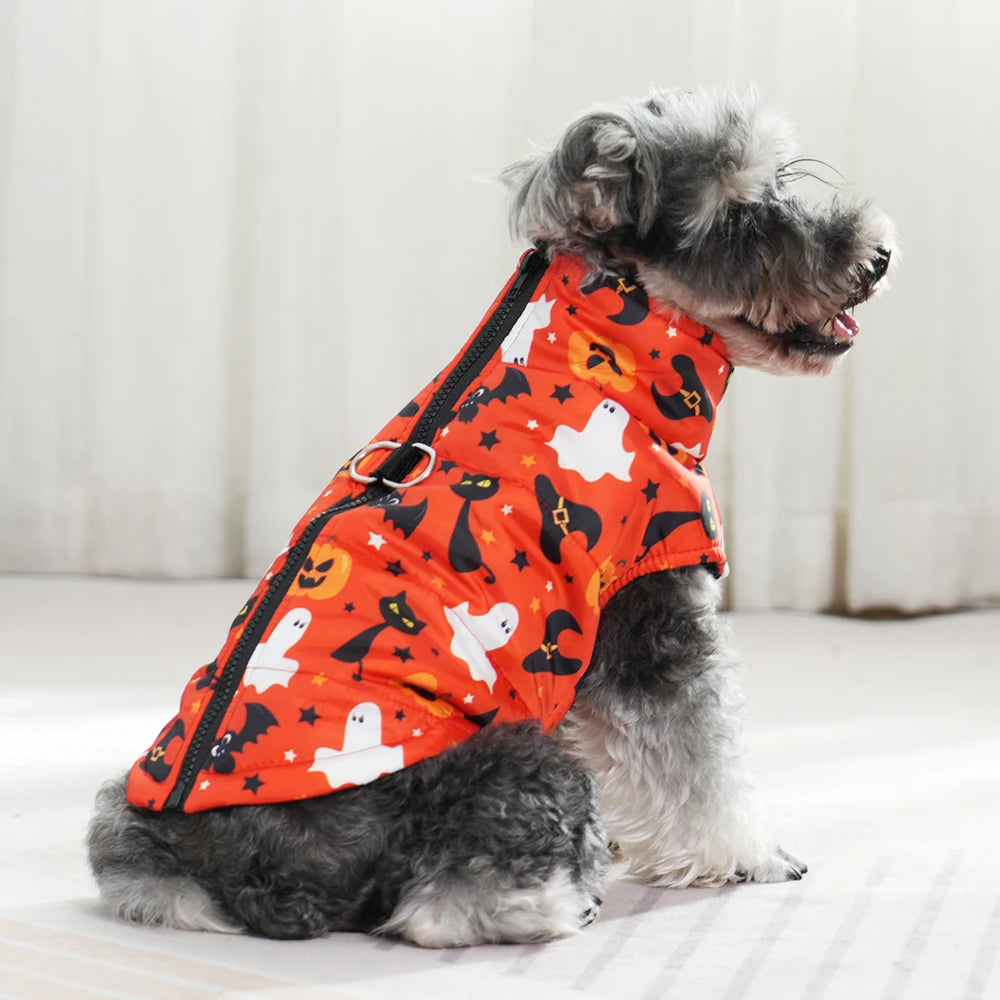 Halloween Dog Jacket Coat | Funny Pumpkin Print